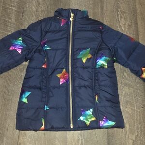 Kids Headquarters Navy Puffer with Rainbow Stars